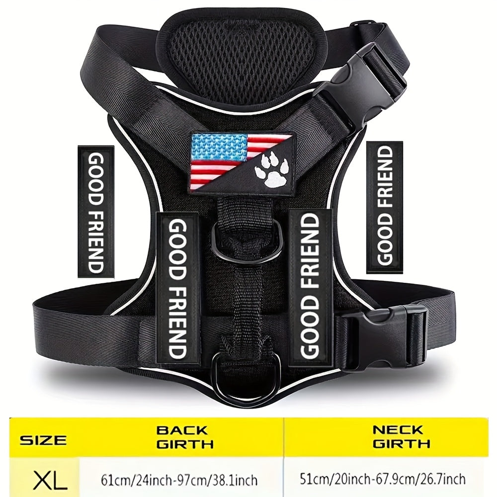 Service Dog Harness with 5 Removable Patches, Reflective Adjustable Soft Oxford Dog Vest with Inner Mesh Layer and ID System for Small Medium Large Dogs, Public Access and Mobility Aid Vest for Walking