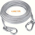 Reflective Dog Tie Out Rope with Stainless Steel Swivel Spring Hook, Outdoor Yard and Camping Lead for Supervised Use, Two Listed Length Options