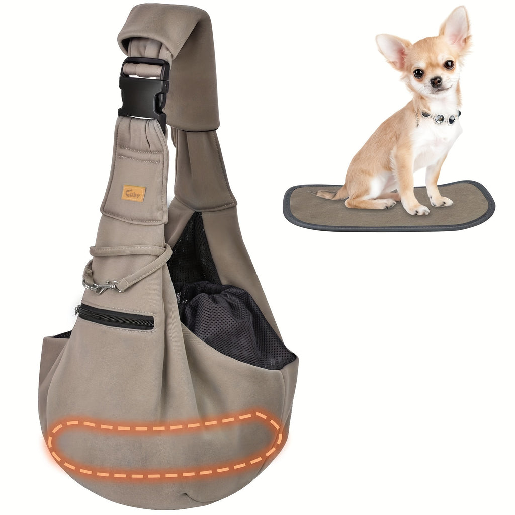 Pet Sling Carrier with Padded Hard Bottom, Adjustable Dog and Cat Shoulder Bag for Carrying Puppies on Everyday Outings, Five Color Options