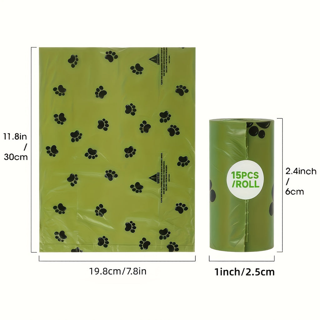 Scented Dog Poop Bags in 120, 540 or 1080 Count Options, Green Paw Print Waste Bag Rolls and Dispenser Sets for Daily Walks and Pet Cleanup