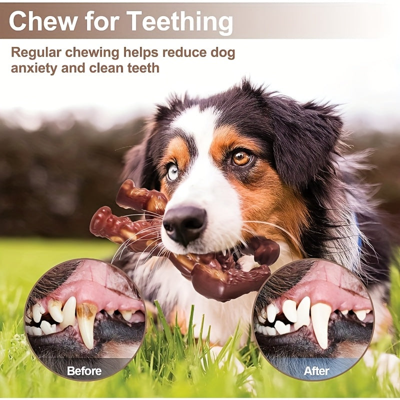 Gorilla Dog Chew Toy for Medium and Large Dogs, Beef-Flavored Brown Nylon Chewing Toy with Textured Shape for Supervised Everyday Play