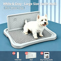 Dog Potty with Central Post, 20.1 x 15.4 Inch Indoor Puppy Training Tray with Removable Splash Wall, Mesh Surface and Non-Slip Feet