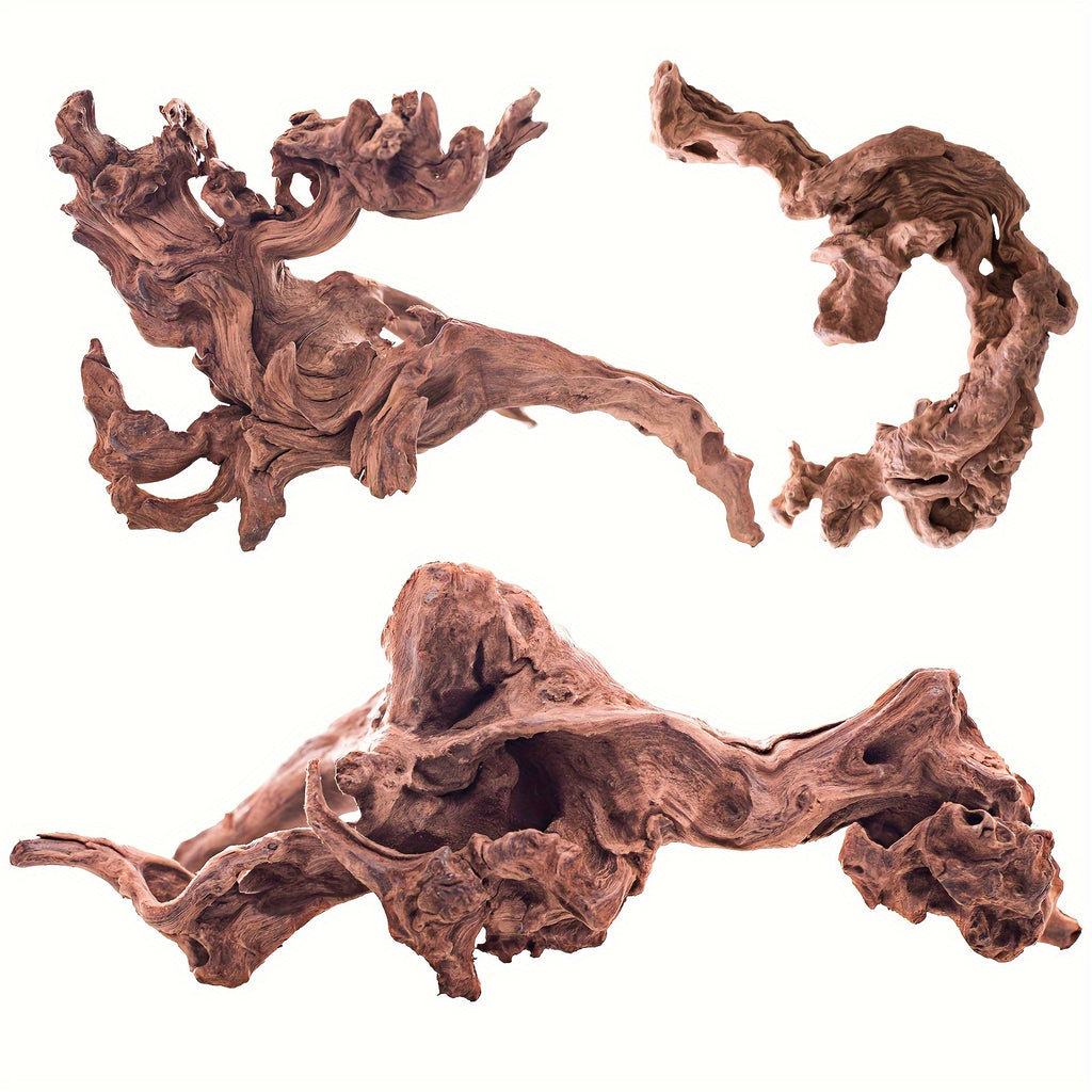 Aquarium Driftwood Branches 3 Pack, 7-11 Inch Natural Wood for Fish Tank Aquascaping, Reptile Enclosure Decor and Nature-Inspired Habitat Layouts