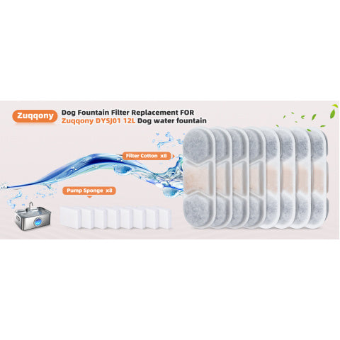 Dog Water Fountain Replacement Filters for IDEAZOOS 7L and 12L Stainless Steel Pet Fountains, 6-Set Refill Pack for Everyday Maintenance