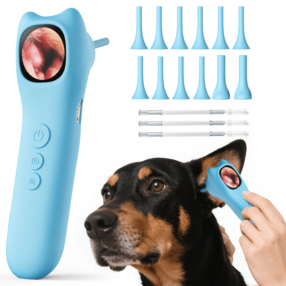 Pet Ear Inspection Camera for Dogs and Cats, 1080P HD with 4X Zoom, USB Rechargeable 4-in-1 Viewer and 12 Extra Inspection Tips for Home Care