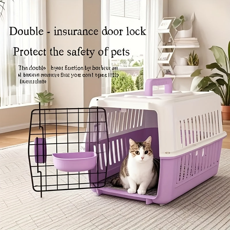Small Pet Travel Carrier Box with Ventilated Design, Portable Transport Case for Vet Visits and Everyday Trips in Green, Blue or Purple