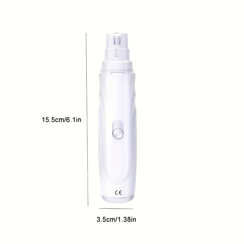Dog Nail Grinder in White, Lightweight 2-Speed Electric Pet Claw Trimmer for At-Home Nail Filing, Paw Care and Regular Grooming