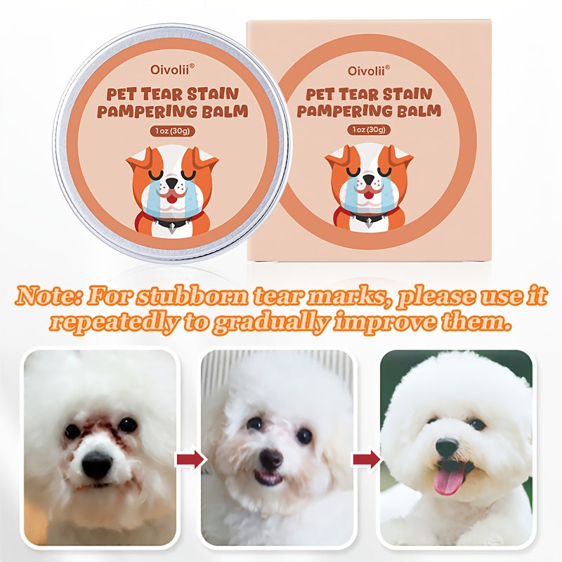 Tear Stain Remover Balm 30g for Dogs and Cats, External Eye-Area Fur Cleaning Balm for Tear Marks and Everyday At-Home Pet Grooming Routines