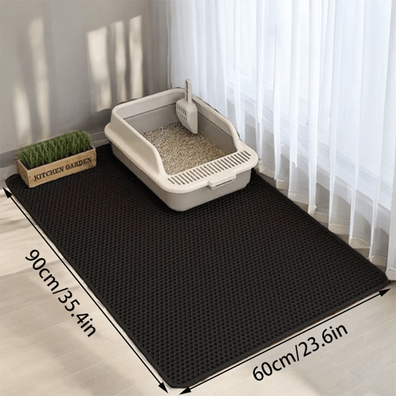EVA Cat Litter Mat with Double-Layer Honeycomb Design, Black or Light Gray Litter Catcher in 40 x 50 cm or 50 x 70 cm for Indoor Litter Box Areas