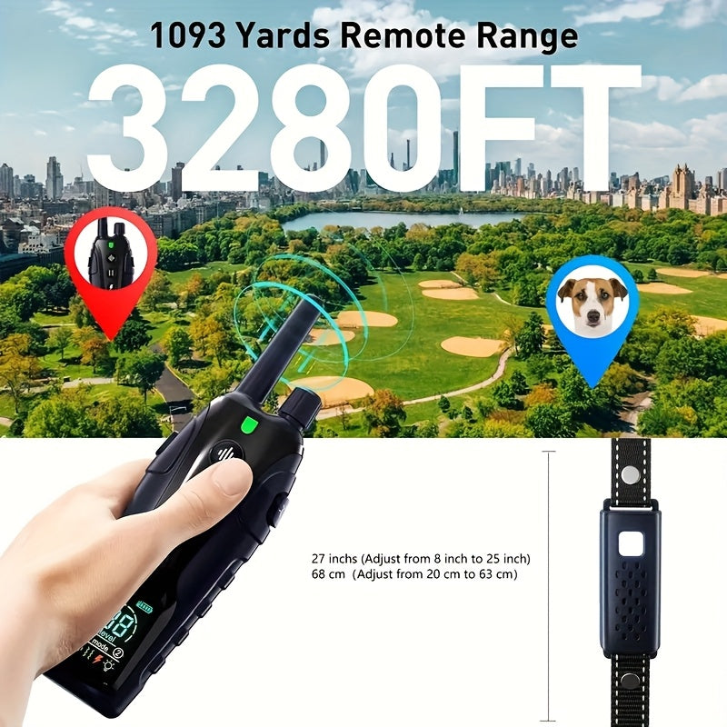 Dog Training Collar with Night Light, 3280ft Listed Remote Range, USB Rechargeable with Keypad Lock, Beep, Vibration and Static Modes for 1 or 2 Dogs