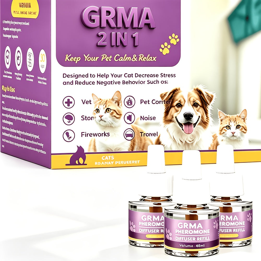 Pheromone Calming Refills for Cats and Dogs, 2-in-1 or 6-in-1 Liquid Replacement Options for Compatible Diffusers and At-Home Pet Routines