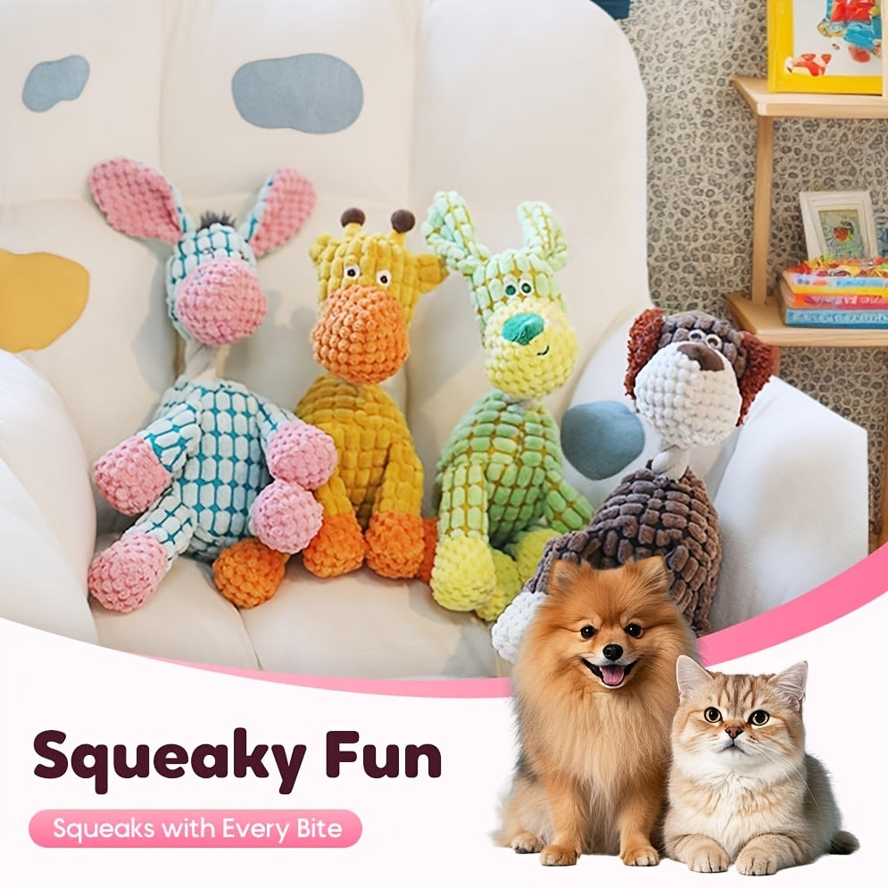 Plush Squeaky Dog Toy Pack for Small Dogs and Puppies, 2 or 3 Piece Pet Play Set for Supervised Gentle Chewing and Everyday Interactive Play