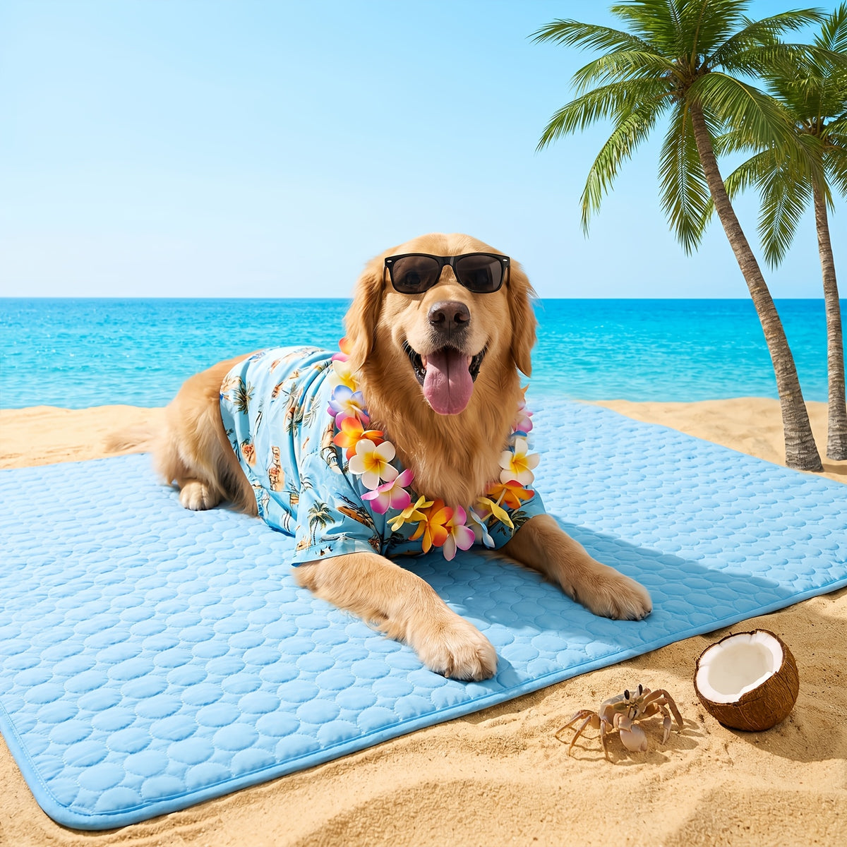 Extra Large Dog Cooling Mat for Dogs and Cats, 79 x 67 Inch Washable Non-Slip Summer Fabric Pad for Sofa Covers, Beds and Crate Liners, Blue