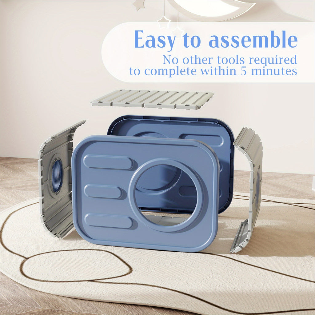 Camera-Shaped Cat House with Side Ventilation, Washable Cat Hideaway in Blue or Black for Indoor and Sheltered Outdoor Use, Optional Cushion