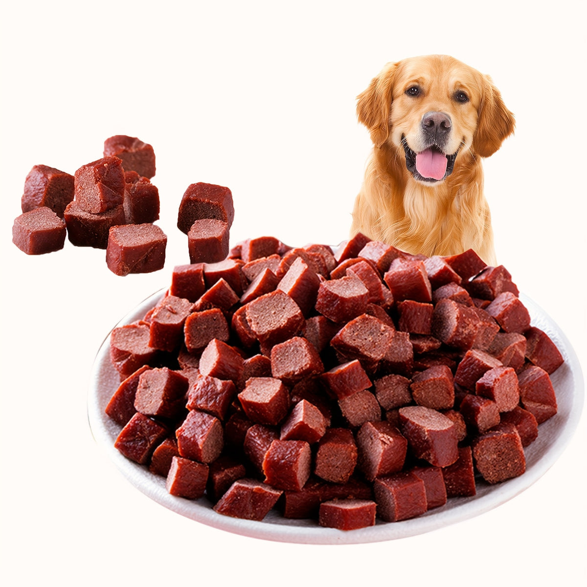 Beef Tendon Dog Treats, 150g / 5.29oz Chew Strip Option with Beef Cube and Egg Yolk Beef Selections for Training Rewards and Supervised Snack Time