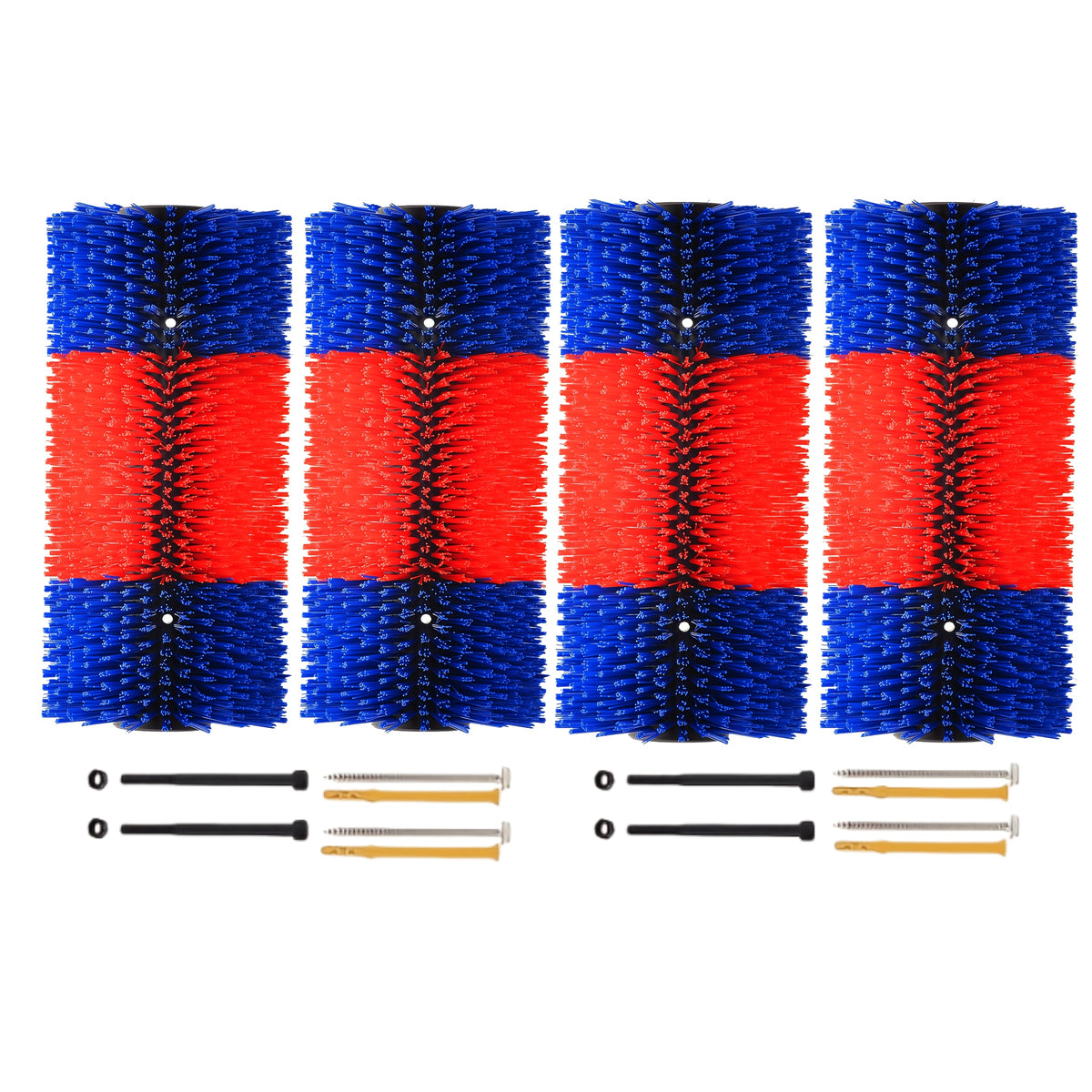Horse Grooming Scratcher Set for Cattle and Livestock, 2 or 4 Pieces with Rounded Edges and Screws, Color Options and Selected Cleaning Brush Bundles