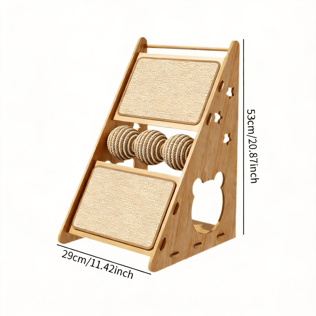Vertical Cat Scratcher with Nest and 3 Sisal Balls, Wall-Mounting Cat Scratching Board for Indoor Cats, Style B Furniture for Rest and Play