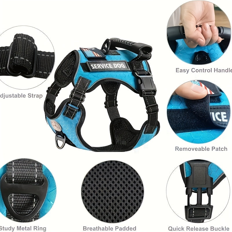 Dog Harness Walking Kit with Reflective No-Pull Adjustable Harness, Leash, Water Bowl and Two Bag Holders, 5-Piece Set for Small Medium and Large Dogs
