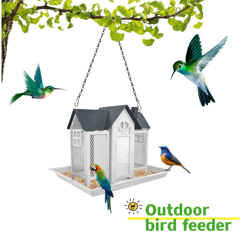 Metal Mesh Bird Feeder for Outdoors, Hanging Wild Bird Feeding Station for Backyard and Garden Birdwatching, Four Color Options for Bird Lover Gifts