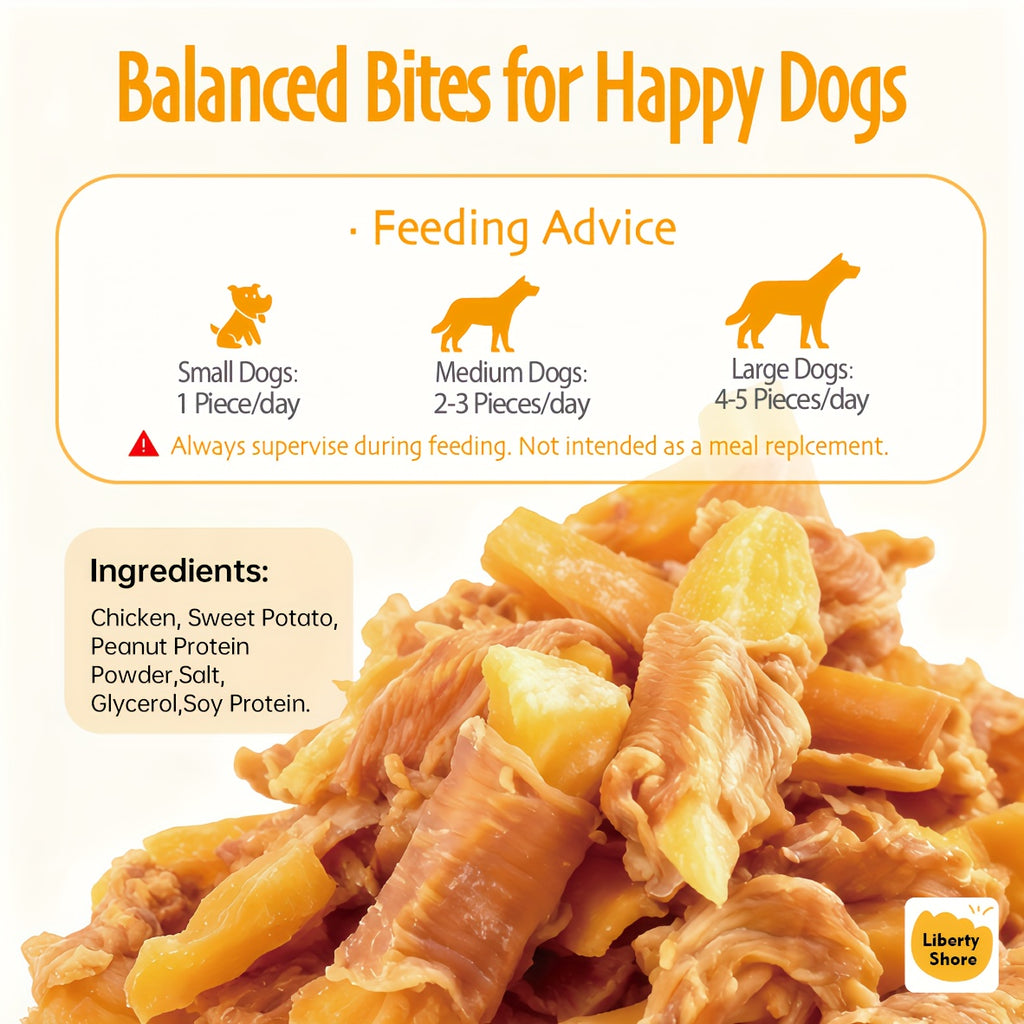Chicken Dog Treats with Sweet Potato Wraps or Jerky Options, 100g and 600g Packs plus 900g Wraps for Supervised Training Rewards and Snack Time