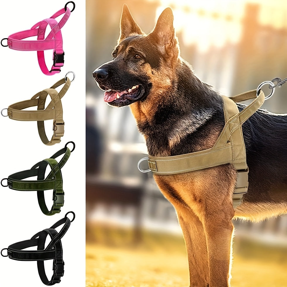 Front Clip Dog Harness with Top Handle, Adjustable Reflective Chest Strap Design for Daily Walks and Training, Black Khaki or Pink in S M XL