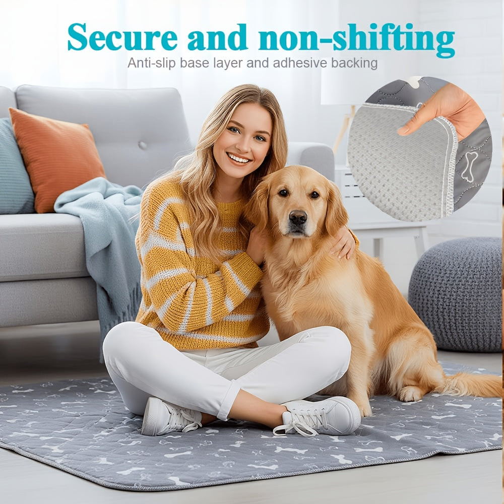 Dog Potty Training Pads, Reusable Washable Puppy Pee Mats with Non-Slip Base, Five Size Options and Solid or Printed Styles for Home and Travel