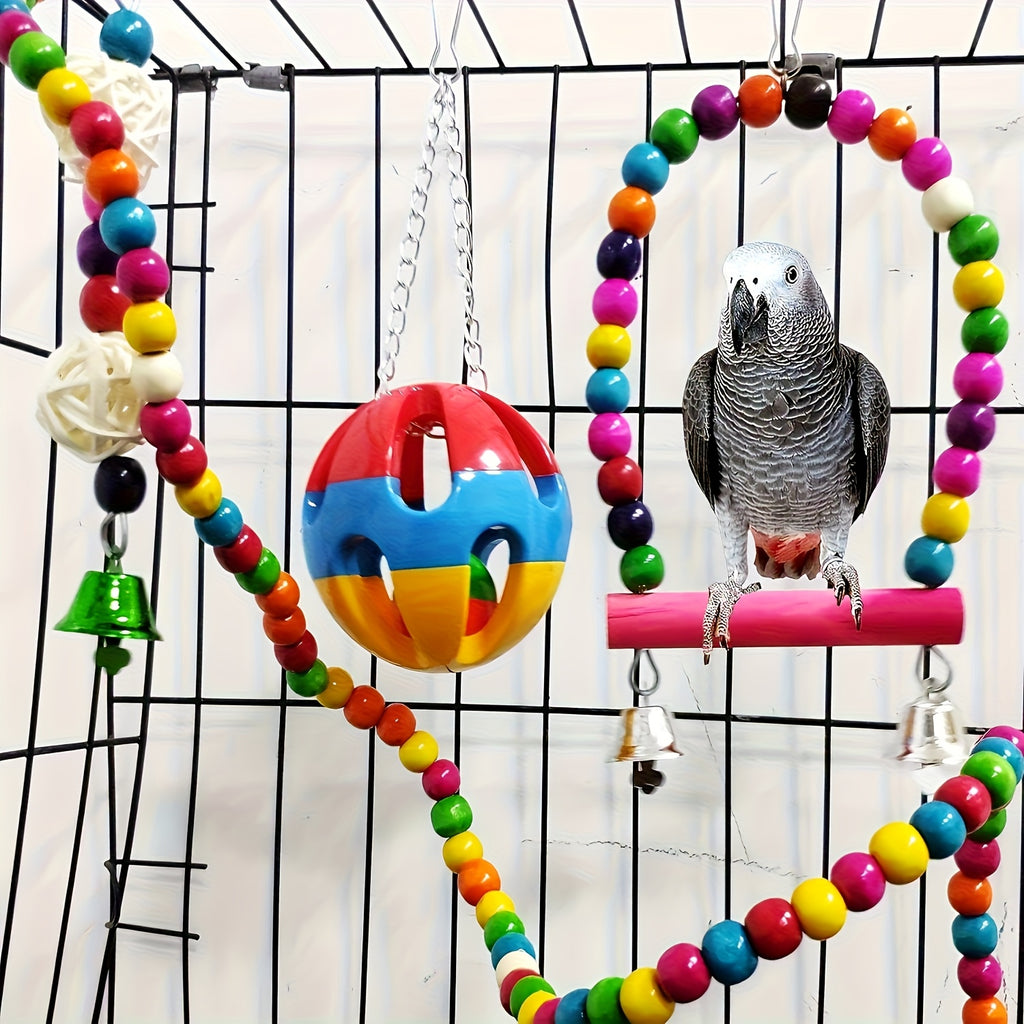 Bird Swing and Climbing Toys, 5-Piece Random Cage Assortment with Hammock and Ladder Styles for Budgies, Parakeets, Cockatiels and Conures