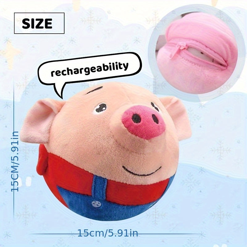 Interactive Plush Pig Ball Toy with Automatic Rolling and Sound, USB Rechargeable Moving Pet Toy for Supervised Dog and Cat Play