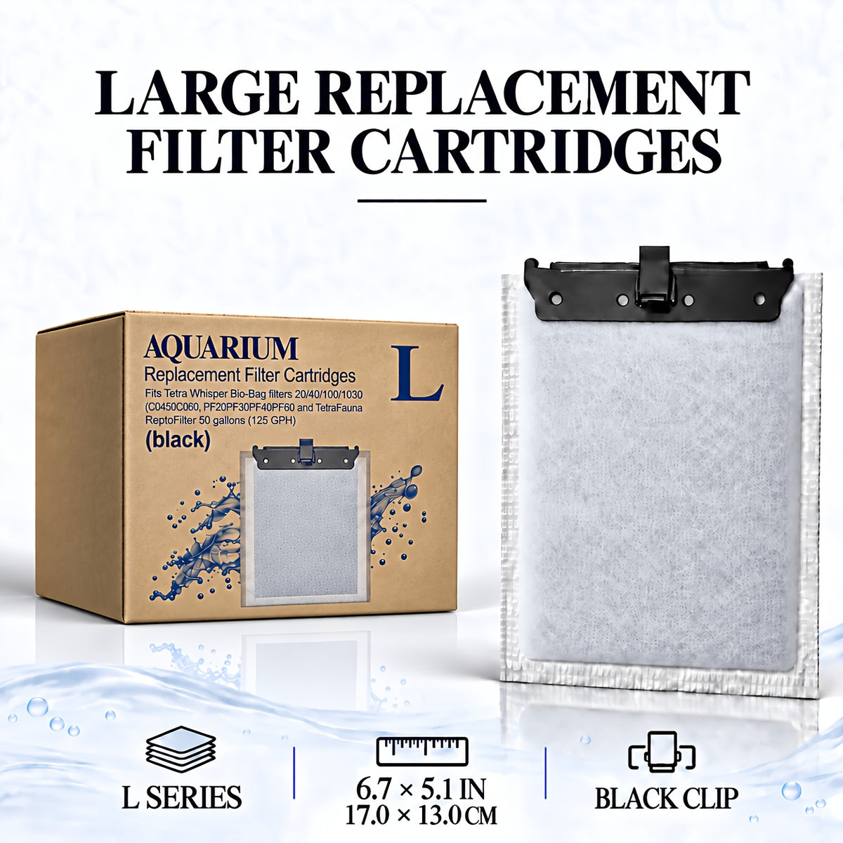 Large Filter Cartridges for Tetra Whisper Bio-Bag, 10 Pack Aquarium Replacement Filters with Activated Carbon for Compatible 20i, 40i, IQ and PF Models