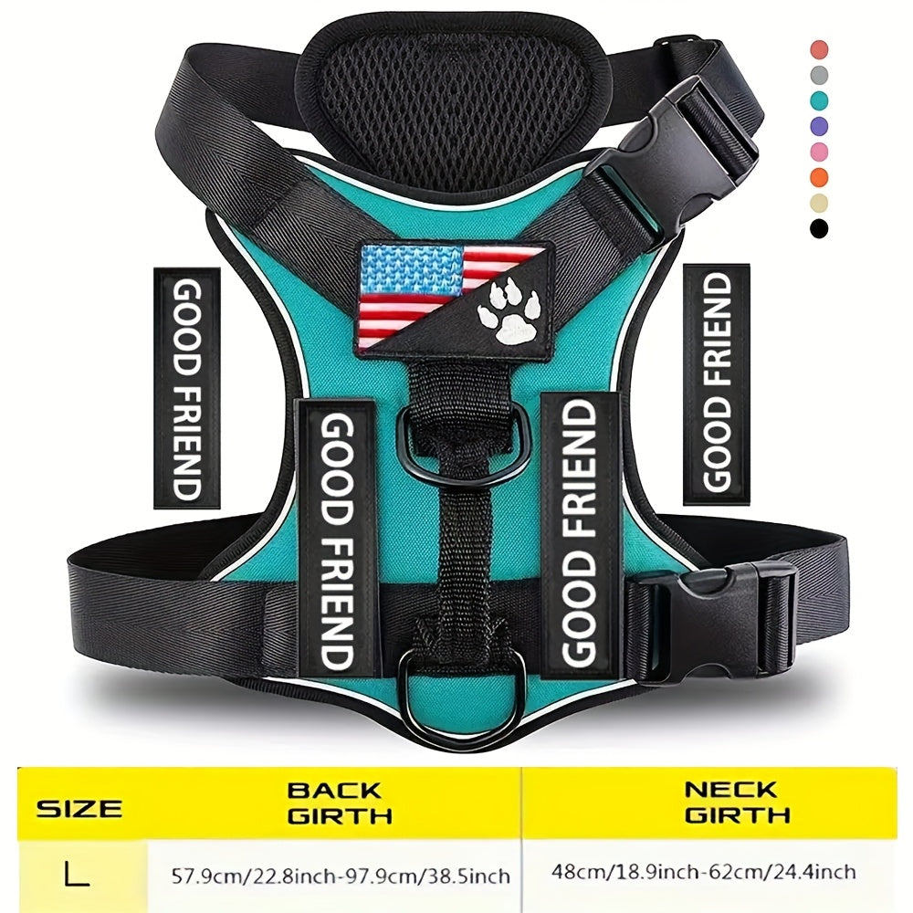 Service Dog Harness with 5 Removable Patches, Reflective Adjustable Soft Oxford Dog Vest with Inner Mesh Layer and ID System for Small Medium Large Dogs, Public Access and Mobility Aid Vest for Walking