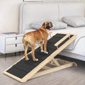 Dog Ramp for Bed and Sofa, Folding Wooden Pet Ramp with Adjustable Height and Side Guards, 40, 44 or 55 Inch Length Options for Furniture Access