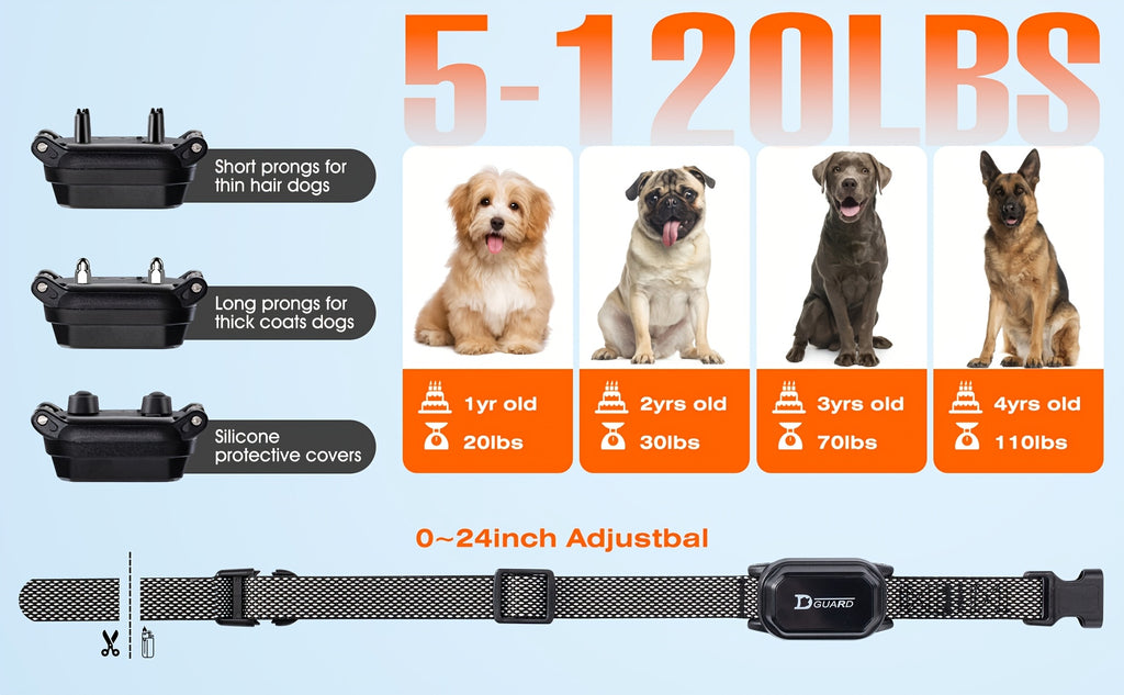 D80-1 Dog Training Collar with Digital Remote, Rechargeable Black Adjustable Nylon Collar with Listed Beep and Vibration Functions for Supervised Sessions