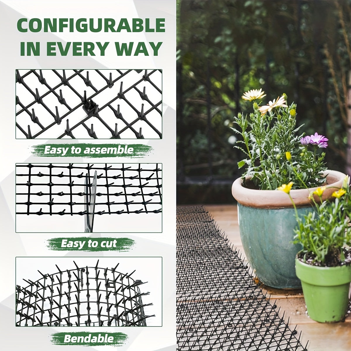 Cat Deterrent Mat with Spikes, 2-Pack Garden Anti-Digging Barrier Strips for Indoor and Outdoor Cat Boundaries and Restricted Areas