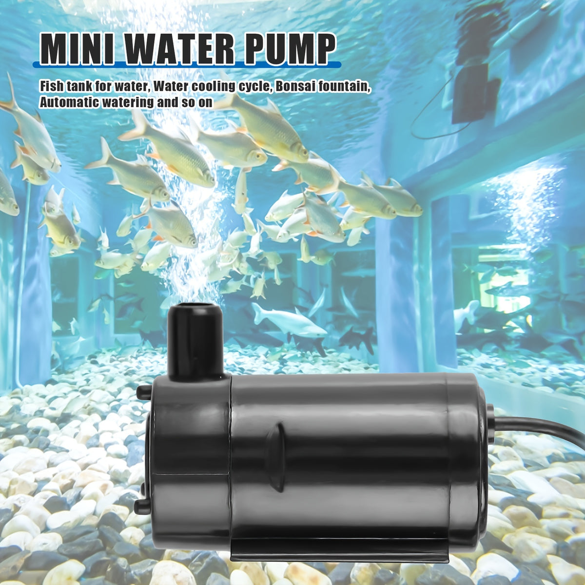 Mini Submersible Water Pump 4 Pack, 5V USB Powered Black Pumps with 35.43-Inch Cables for Small Fish Tanks, Garden Fountains and Water Circulation
