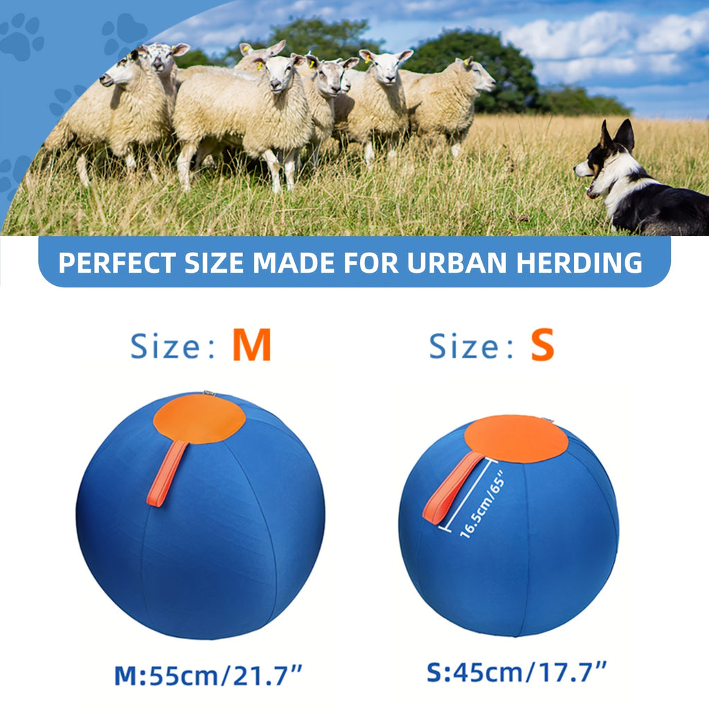 Dog Herding Training Ball for Supervised Outdoor Chase and Push Games, Orange and Blue Play Options Including Upgraded M and XXS Variants