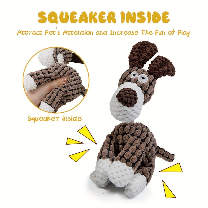 Soft Squeaky Puppy Toys for Small and Medium Dogs, Stuffed Plush Toys for Supervised Fetch and Gentle Play, Brown Single or Pink White Brown 3-Pack