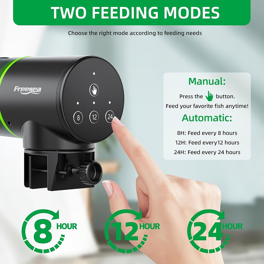 Automatic Aquarium Fish Feeder with Vacation Timer, Adjustable Electric Fish Food Dispenser with Two Mounting Methods for Home Tank Feeding Routines