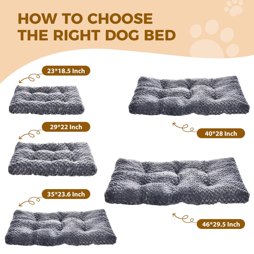 Machine Washable Dog Crate Pad and Cat Bed with Cover, Soft Cushioned Indoor Pet Bedding in 35in or 46in Options for Cozy Everyday Rest