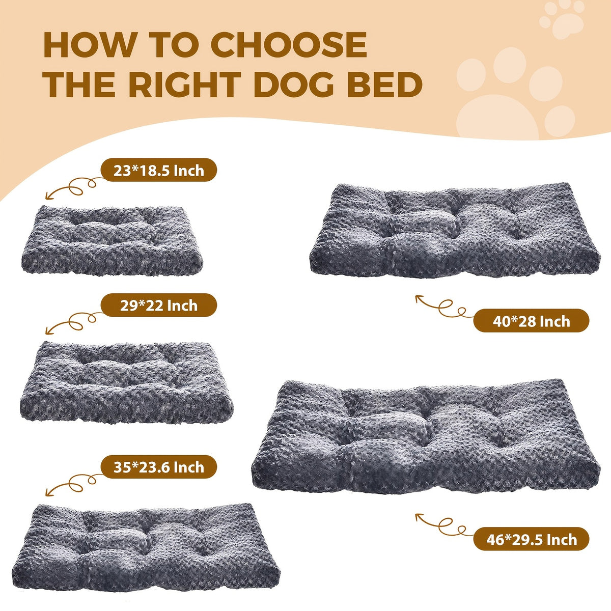 Machine Washable Dog Crate Pad and Cat Bed with Cover, Soft Cushioned Indoor Pet Bedding in 35in or 46in Options for Cozy Everyday Rest