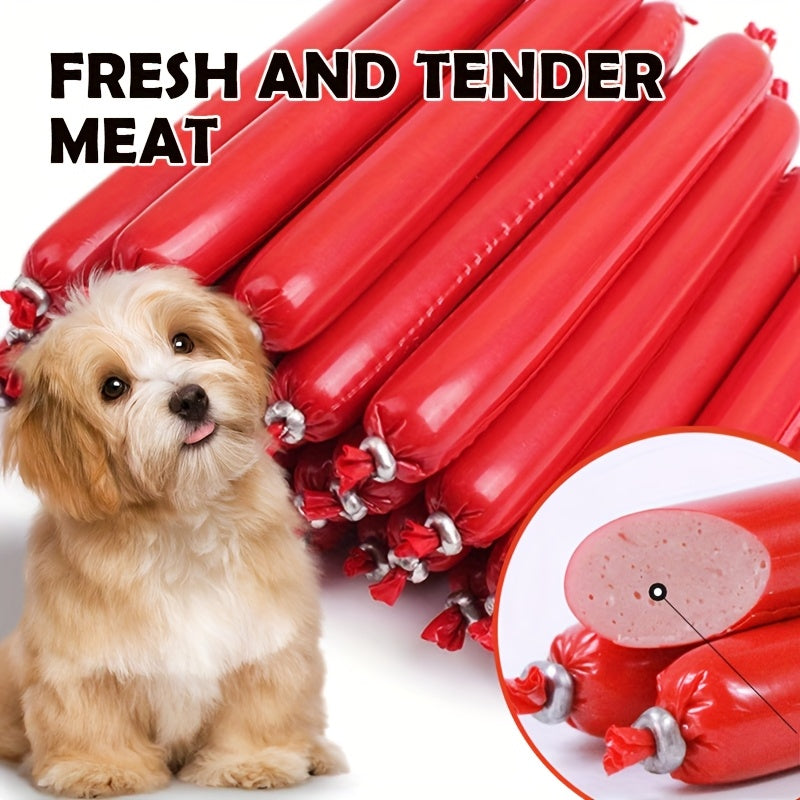Dog Sausage Treats 32 Pack, Individually Wrapped Chewy Snack Sticks for Supervised Training Rewards, Everyday Treat Time and Holiday Dog Gifts