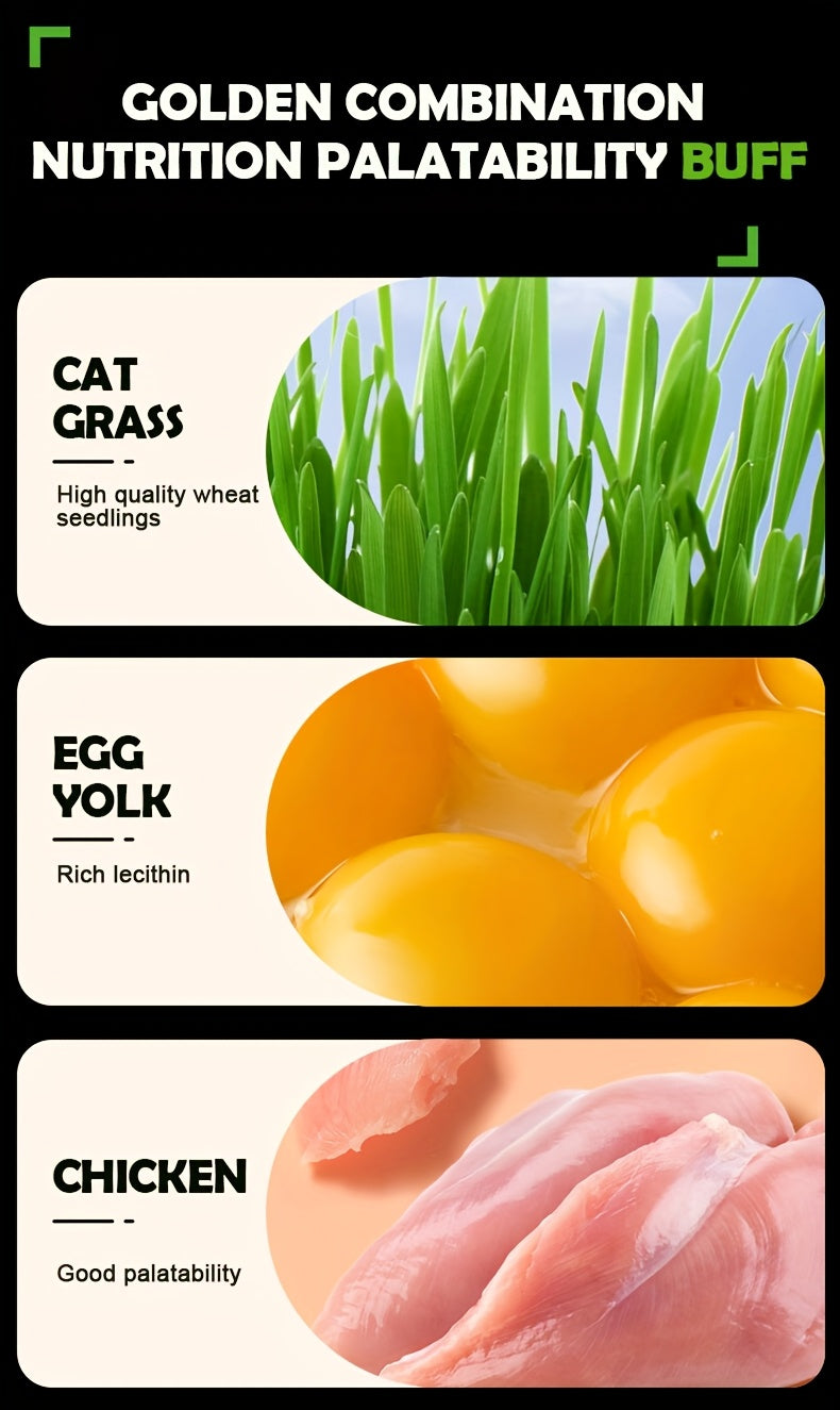 Chicken and Egg Yolk Cat Treats, 60g 2.12oz Grain-Free Food Topper to Mix with Cat Food for Everyday Snack Time and Mealtime Variety