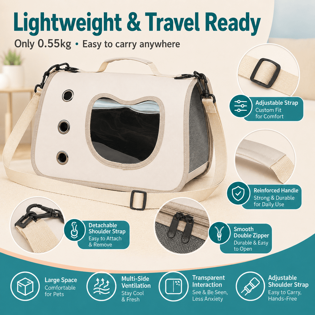 Pet Carrier Bag with Side Opening for Cats and Dogs, Soft-Sided Breathable Travel Tote for Handheld and Shoulder Carry, Off-White, Orange or Pink