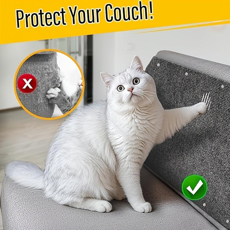 Indoor Cat Scratching Pad with Self-Adhesive Backing, Sofa and Wall Protection Scratcher for Cat Activity Areas in Dark Gray, Black or Light Grey