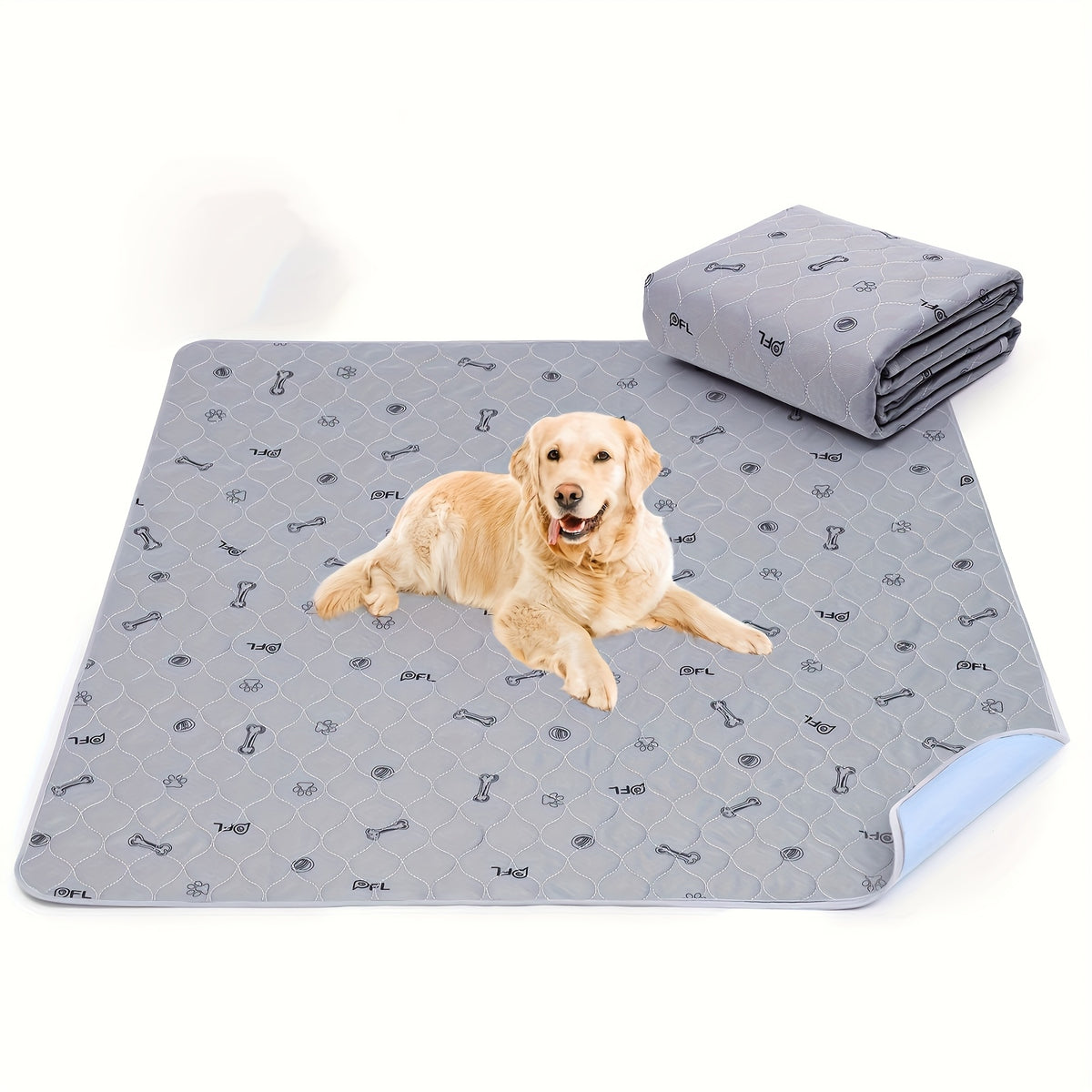 Bone Print Washable Pee Pads for Dogs, Reusable Absorbent Puppy Training and Whelping Mats with Non-Slip Backing for Crates, Couches and Playpens