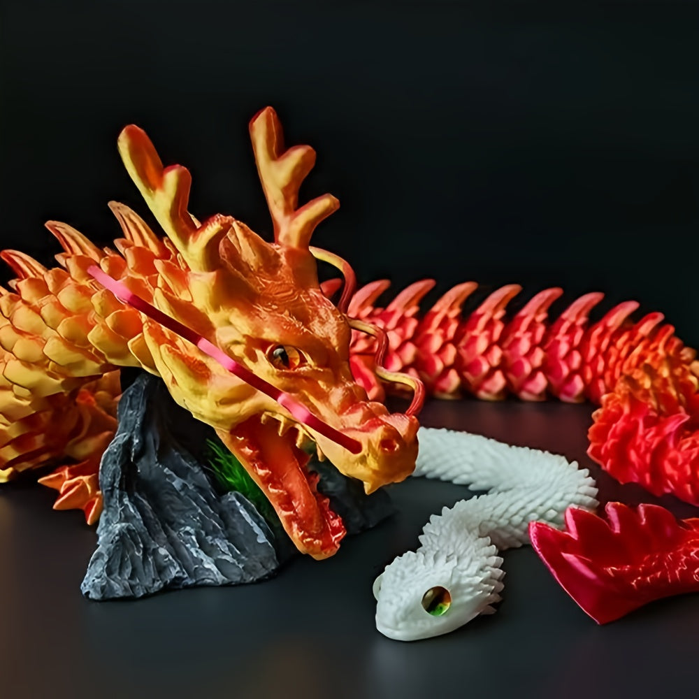 3D Printed Dragon Figurine, Large 88cm Articulated Dragon with Movable Joints and Mouth for Desktop Display, Fantasy Decor and Birthday Gifts