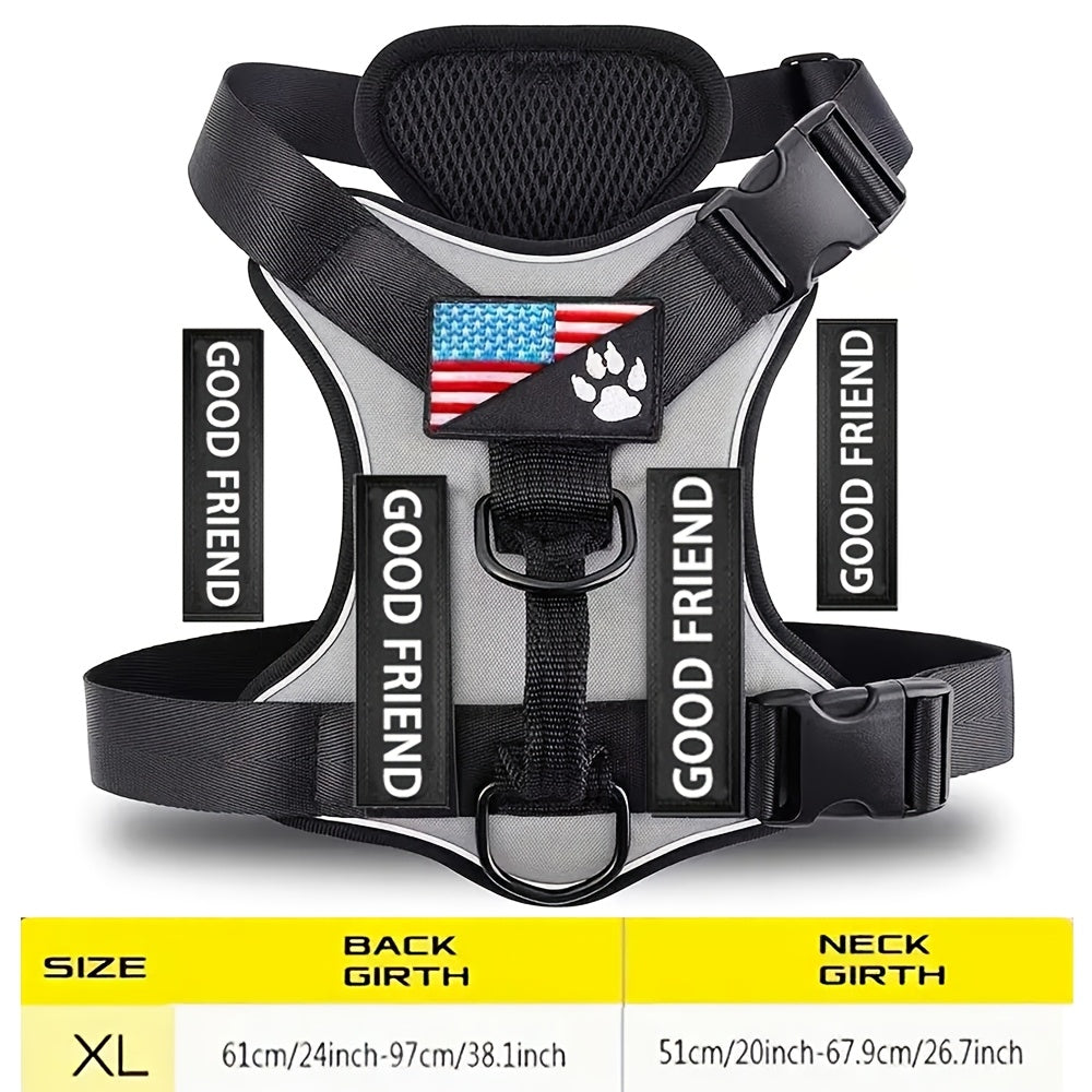 Service Dog Harness with 5 Removable Patches, Reflective Adjustable Soft Oxford Dog Vest with Inner Mesh Layer and ID System for Small Medium Large Dogs, Public Access and Mobility Aid Vest for Walking