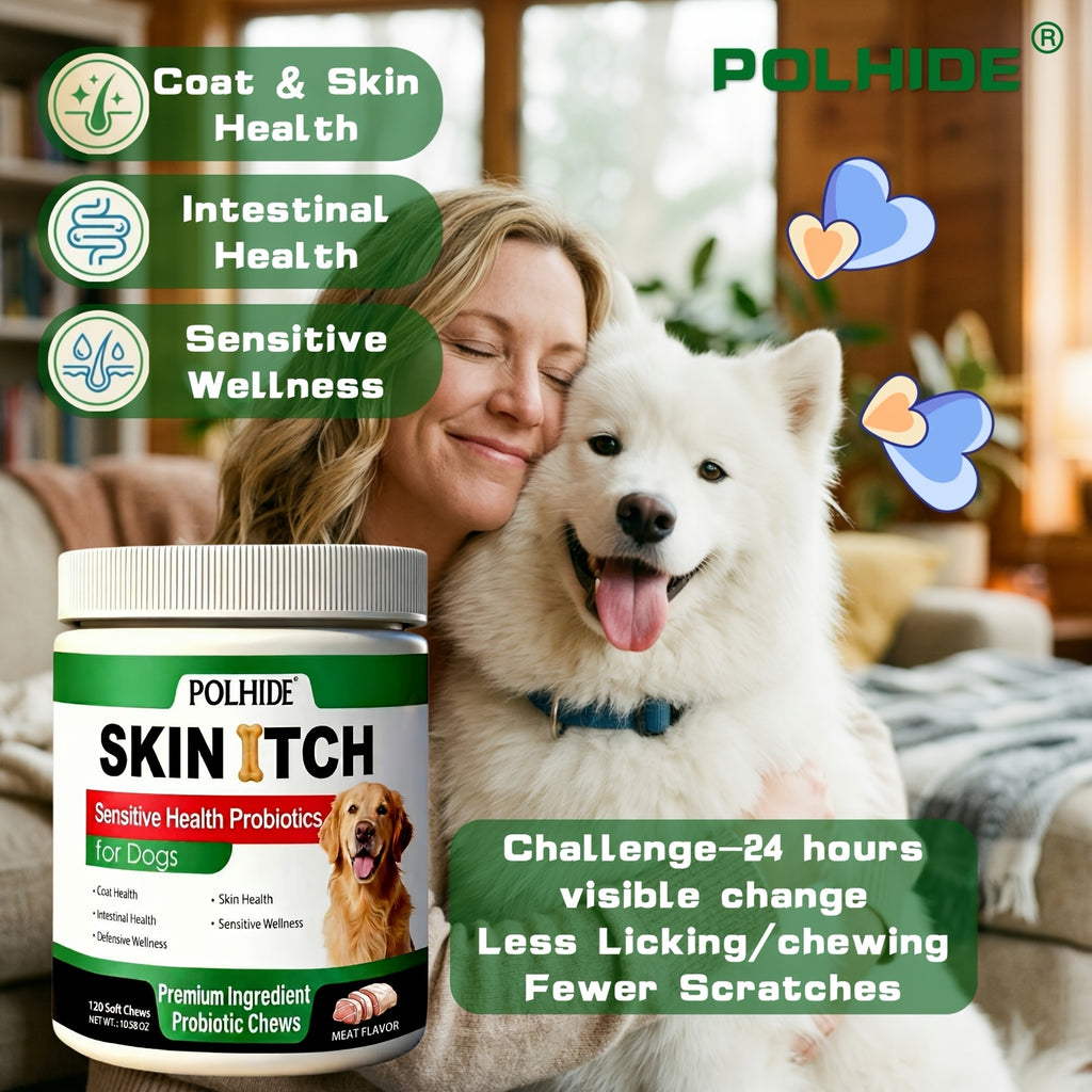 Yeast Probiotic Chews for Dogs, 120 Count Meat Flavor Soft Chews in One Bottle for Everyday Canine Supplement and Wellness Routines