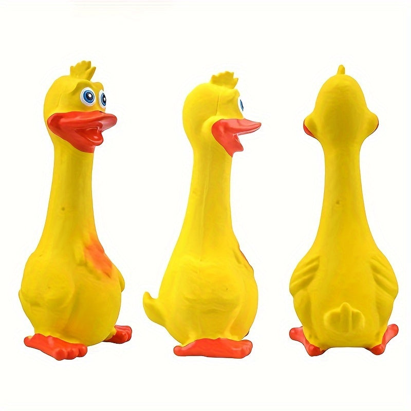 Squeaky Chicken Dog Toy, Rubber Chew and Interactive Play Toy with Brown Chicken, Black Duck or Three-Piece Bird Set Options