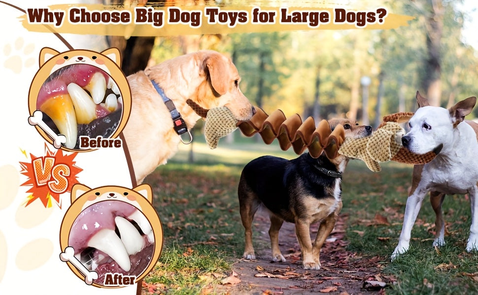 Stretchy Squeaky Dog Toy with Crinkle Paper, 15.7 Inch Plush Pull Toy Extending to 19.7 Inches for Supervised Tug and Fetch, Single or 2-Pack Options
