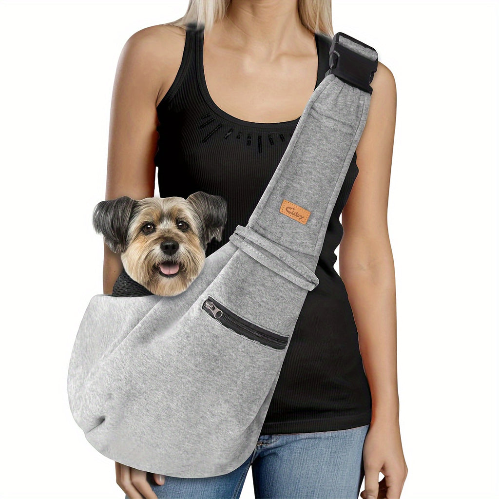Dog Carrier Sling with Adjustable Shoulder Fit for Carrying Puppies and Cats, Pet Travel Shoulder Bag in Black, Gray or Blue for Everyday Outings